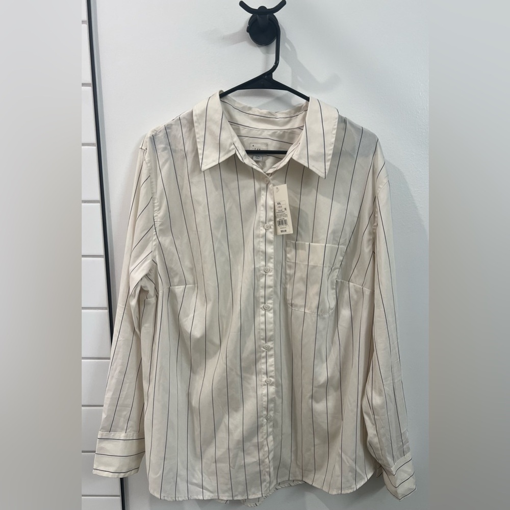 Oversized pinstripe button-down shirt from the brand A New Day.